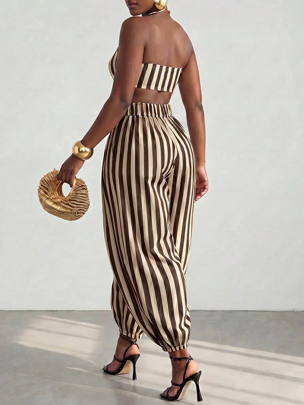 Stripe Tube Top & Bloomer Pants Set