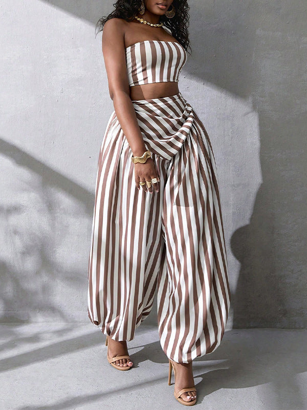 Stripe Tube Top & Bloomer Pants Set