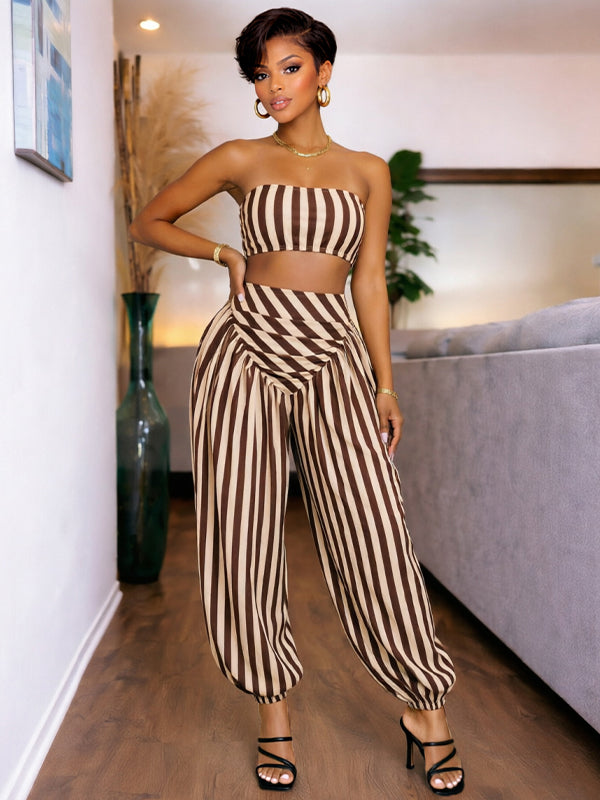 Stripe Tube Top & Bloomer Pants Set