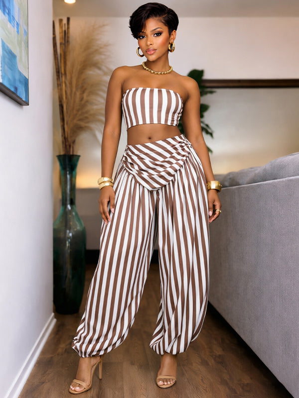 Stripe Tube Top & Bloomer Pants Set