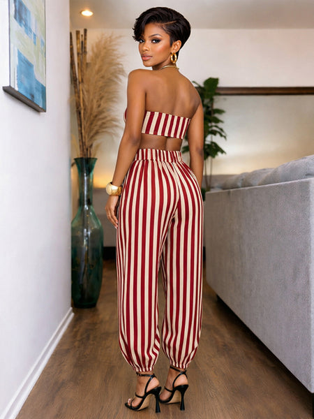 Stripe Tube Top & Bloomer Pants Set
