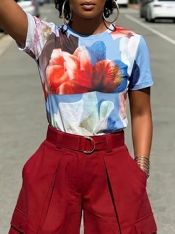 Printed Tee & Cargo Pants Set