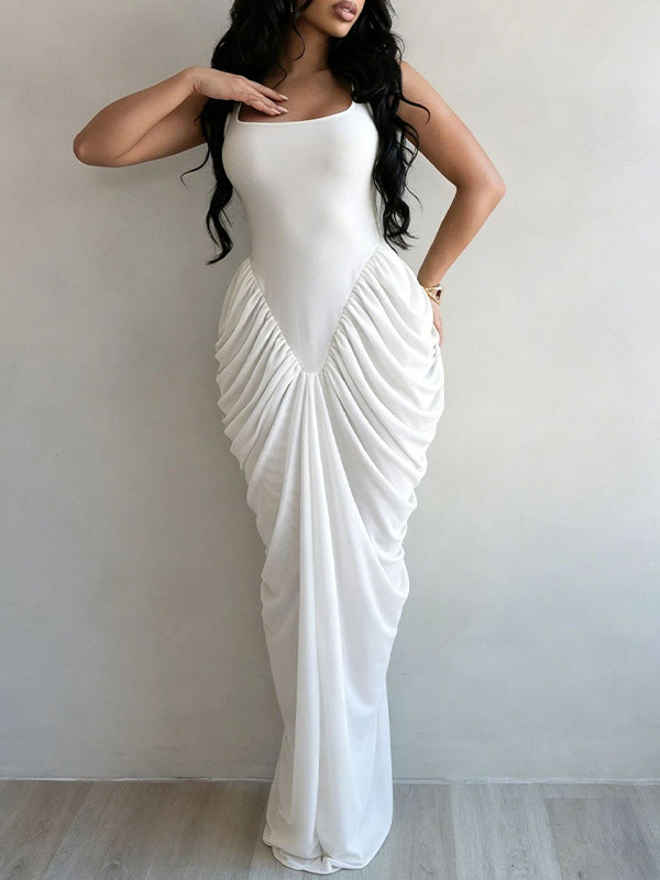 Ruched Combo Sleeveless Dress