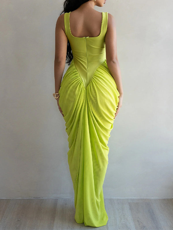 Ruched Combo Sleeveless Dress