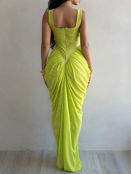 Ruched Combo Sleeveless Dress