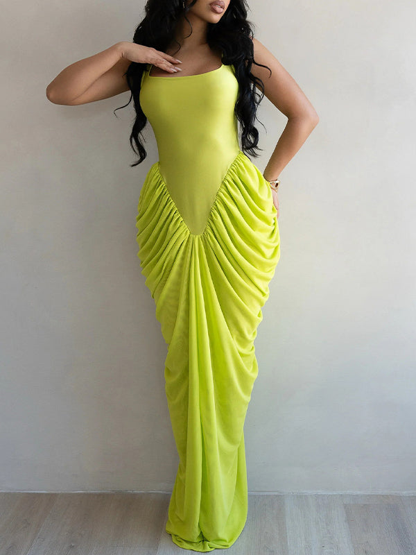Ruched Combo Sleeveless Dress