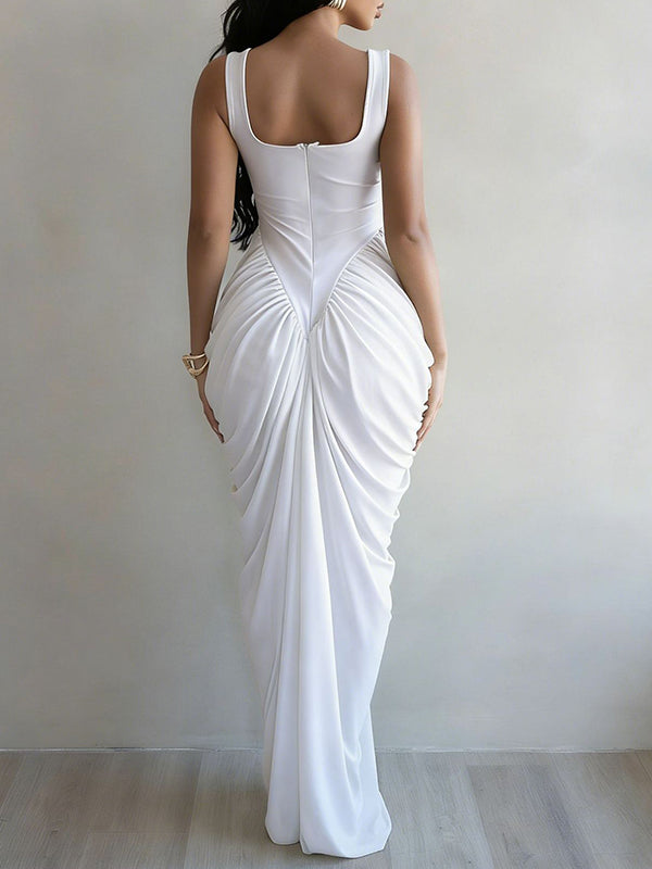 Ruched Combo Sleeveless Dress