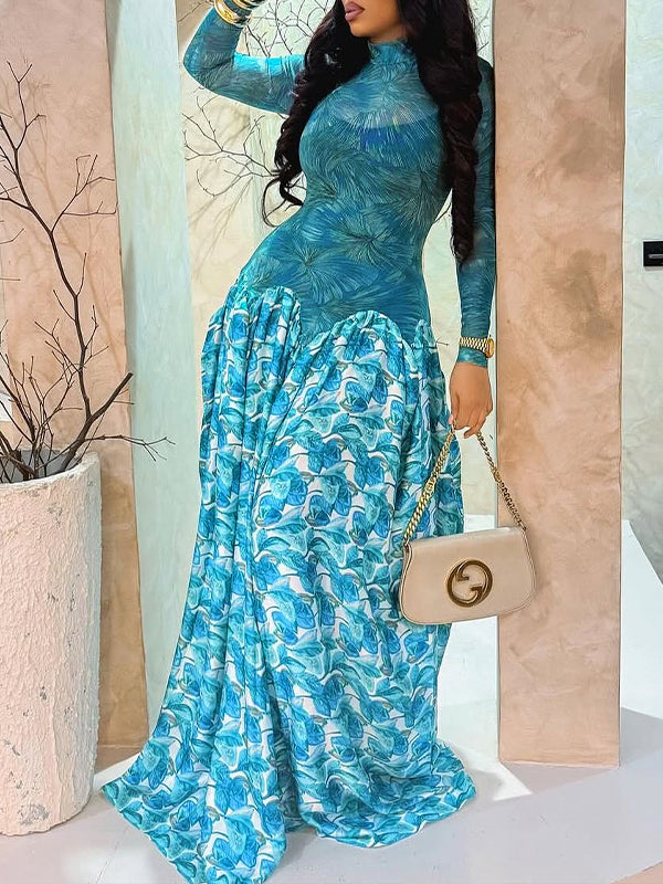 Printed Combo Maxi Dress