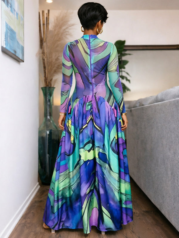 Printed Combo Maxi Dress