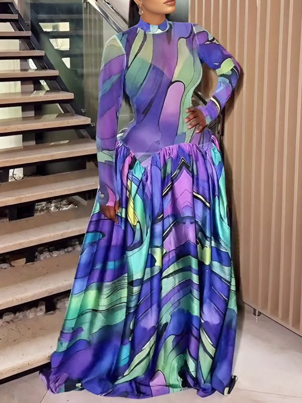 Printed Combo Maxi Dress