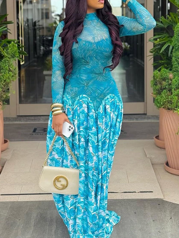 Printed Combo Maxi Dress