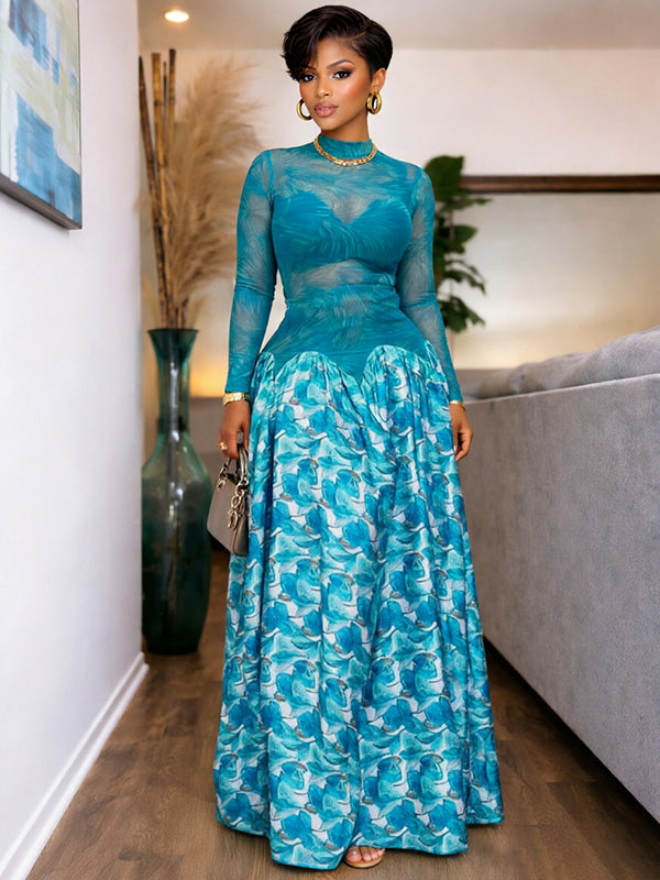 Printed Combo Maxi Dress