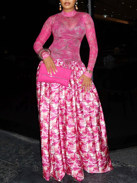 Printed Combo Maxi Dress