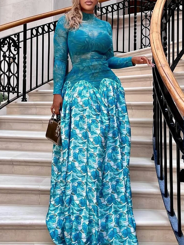 Printed Combo Maxi Dress