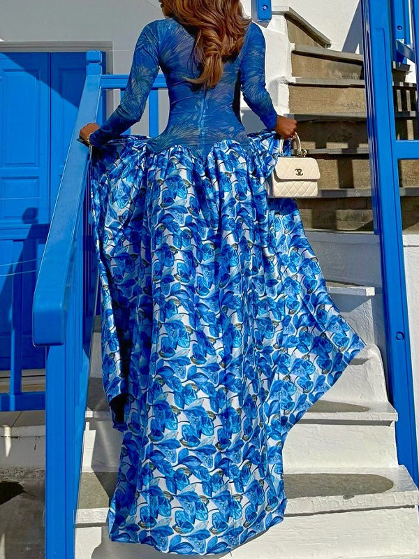Printed Combo Maxi Dress