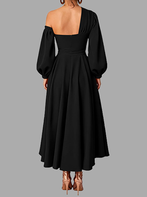 Solid Boat-Neck Tied Dress