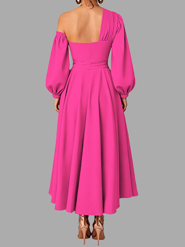 Solid Boat-Neck Tied Dress