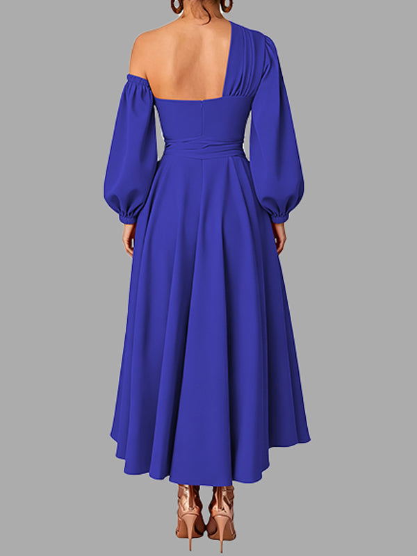 Solid Boat-Neck Tied Dress