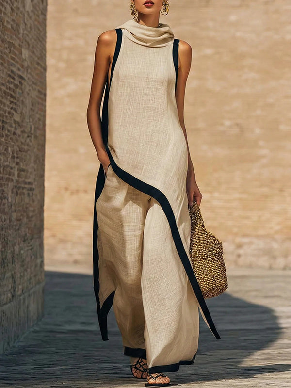 Sleeveless Hoodie Tunic Top & Pants Set