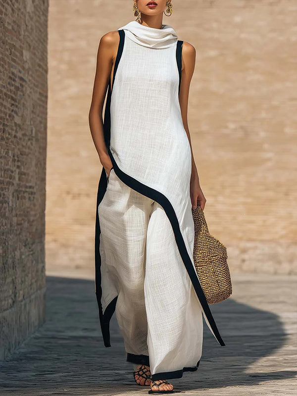 Sleeveless Hoodie Tunic Top & Pants Set