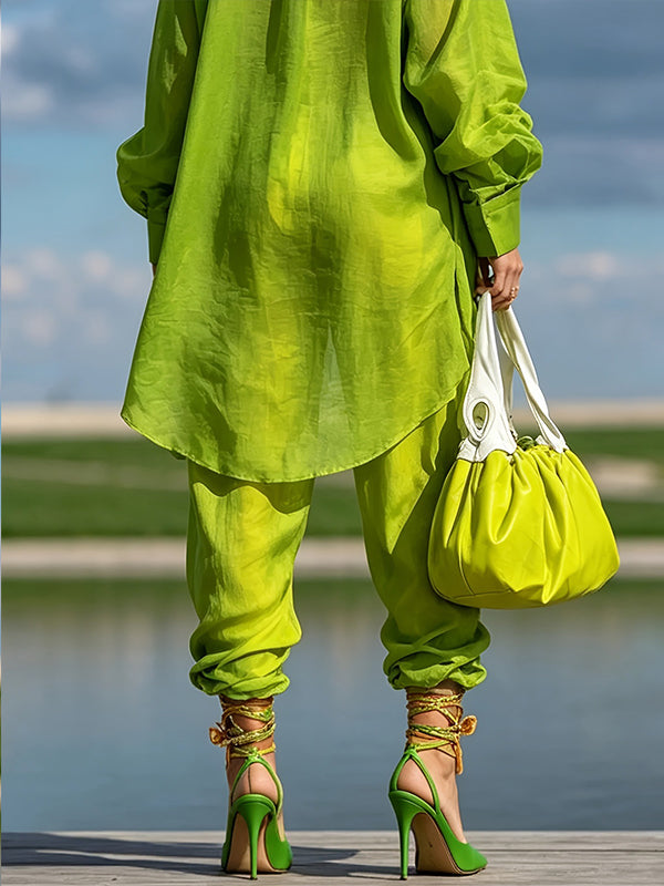 Solid Tunic Shirt & Jogger Pants Set