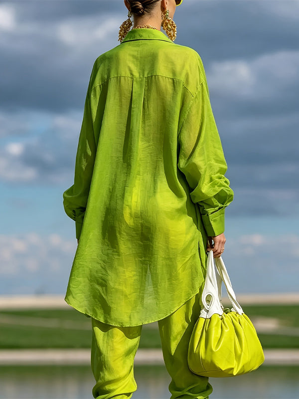 Solid Tunic Shirt & Jogger Pants Set