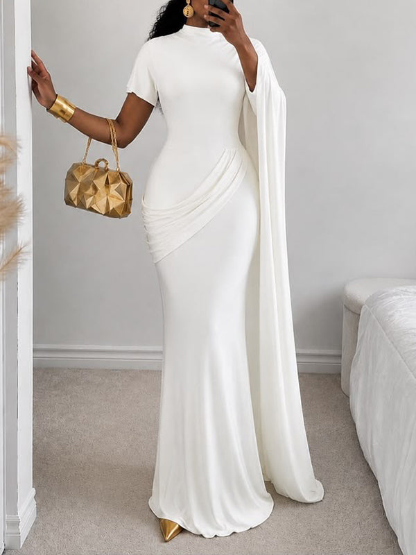 Solid Draped Maxi Dress