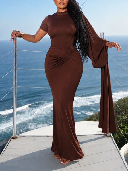Solid Draped Maxi Dress