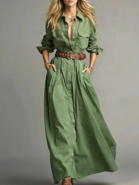 Solid Button-Front Shirt Dress