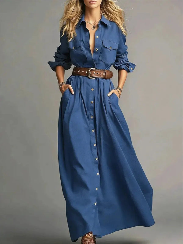 Solid Button-Front Shirt Dress