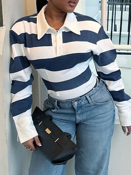 Stripe Fitted Polo Top