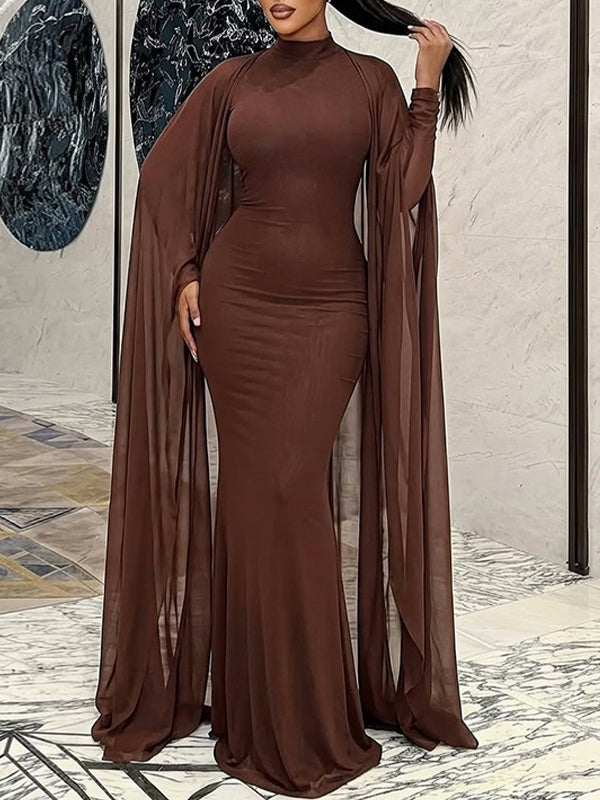Solid Draped Maxi Dress