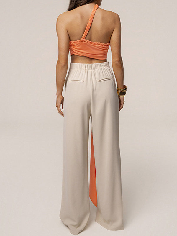 One-Shoulder Draped Ruched Top