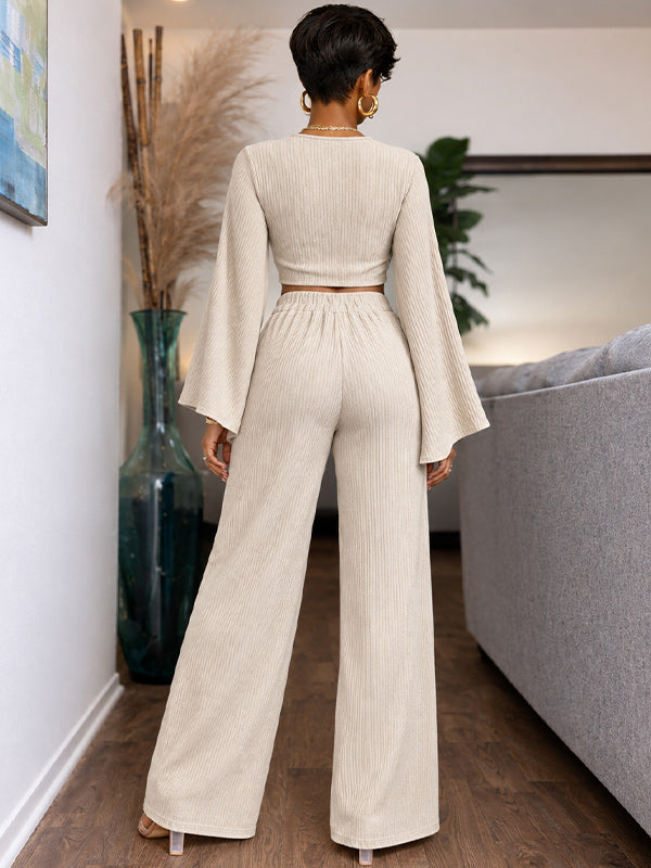 V-Neck Twisted Top & Pants Set