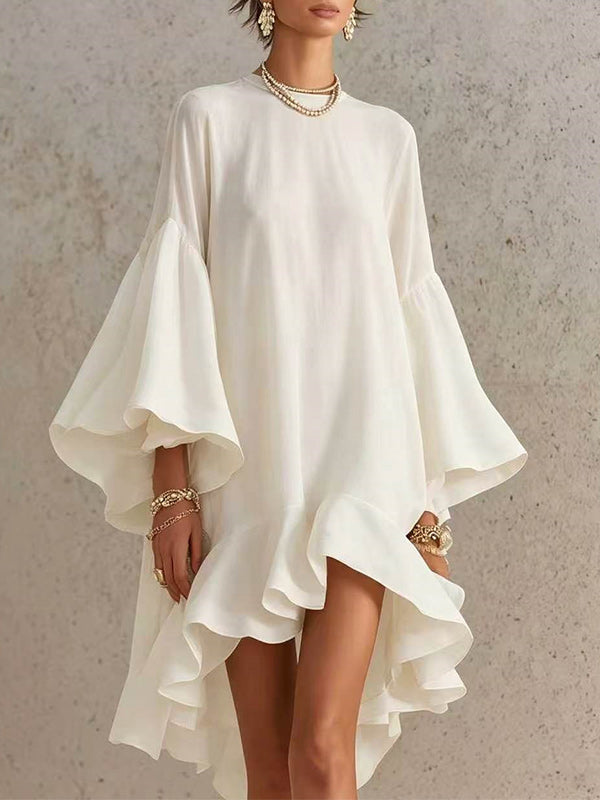 Bell-Sleeve Ruffle Dress