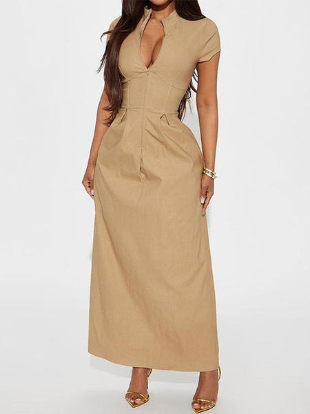 Solid Zip-Front Dress