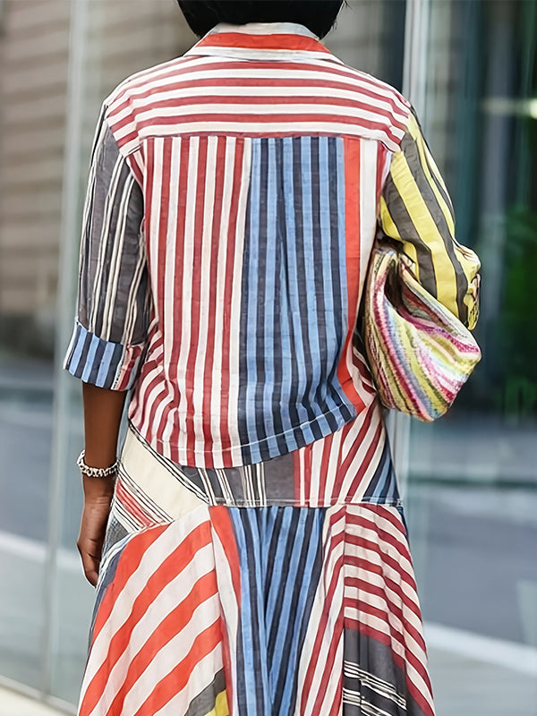 Stripe Polo Top & Skirt Set