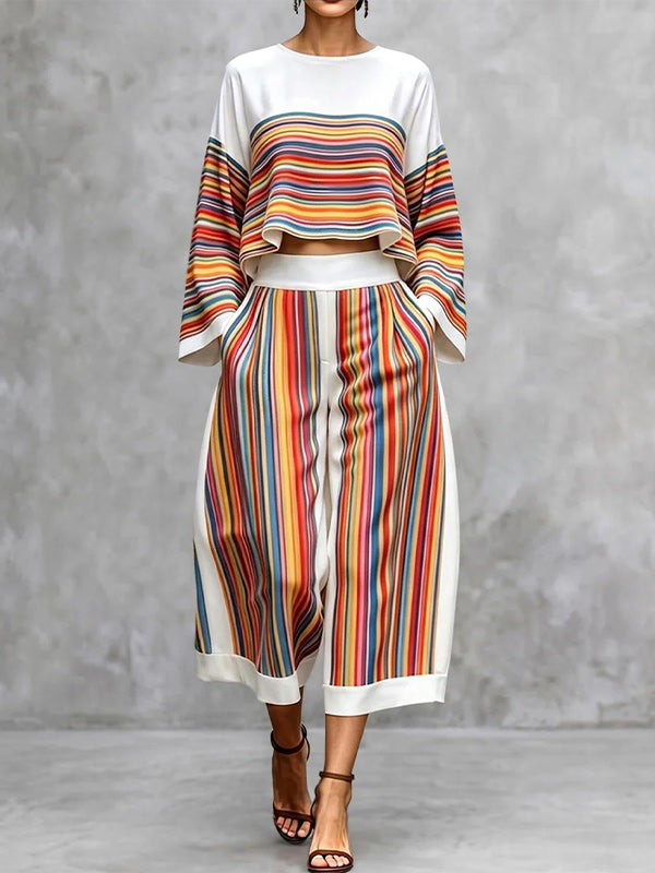 Stripe Top & & Capri Pants Set