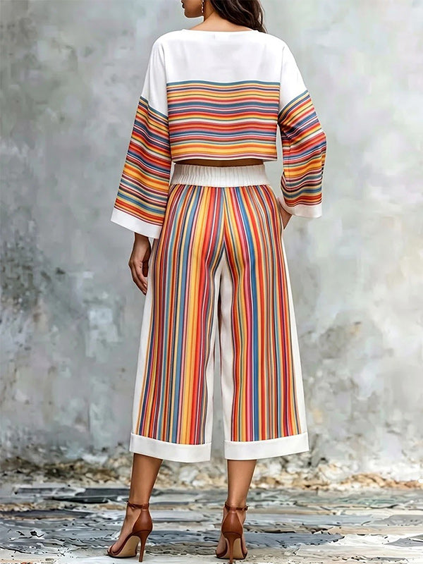 Stripe Top & & Capri Pants Set