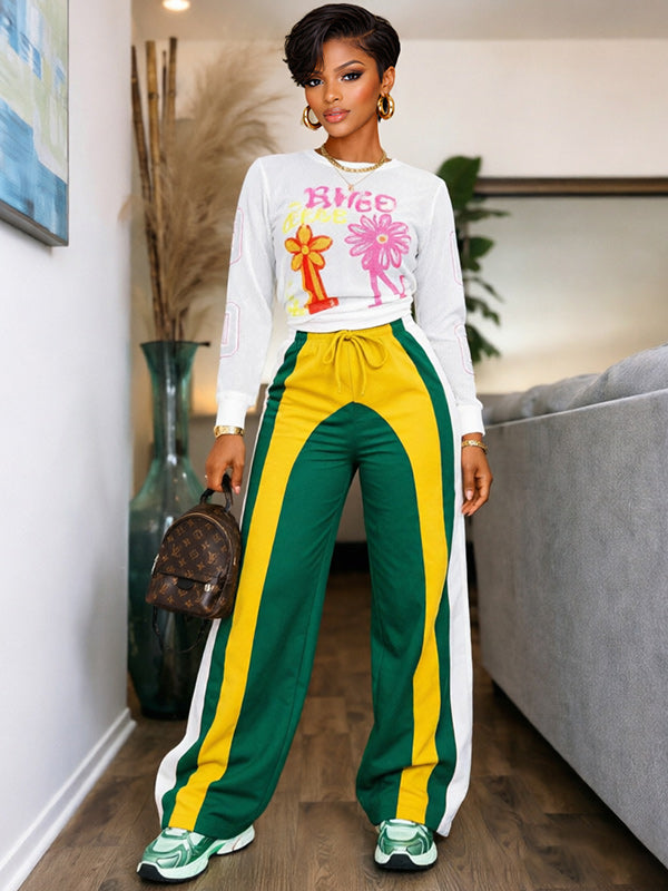 Colorblock Wide-Leg Pants
