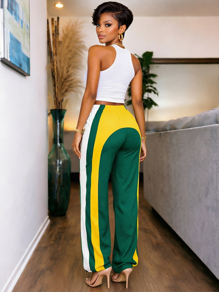 Colorblock Wide-Leg Pants