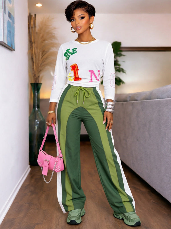 Colorblock Wide-Leg Pants