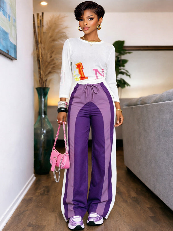Colorblock Wide-Leg Pants
