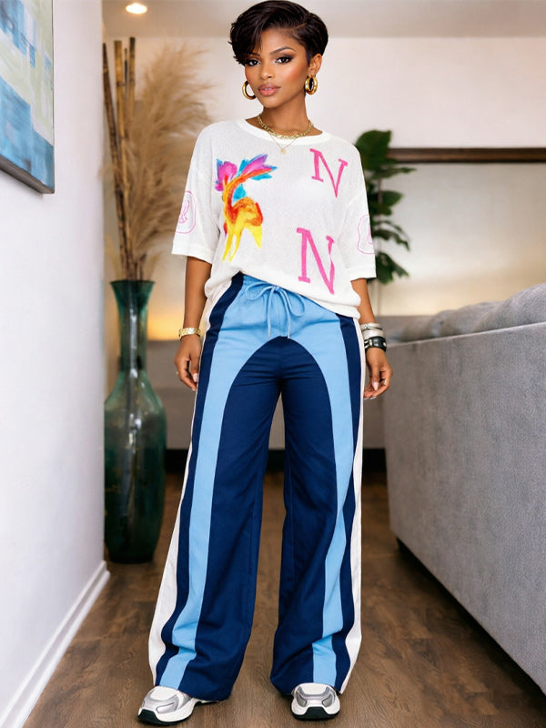 Colorblock Wide-Leg Pants