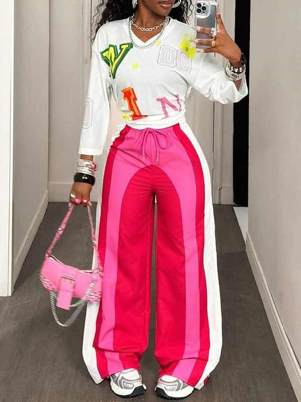Colorblock Wide-Leg Pants