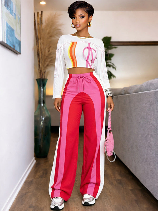 Colorblock Wide-Leg Pants