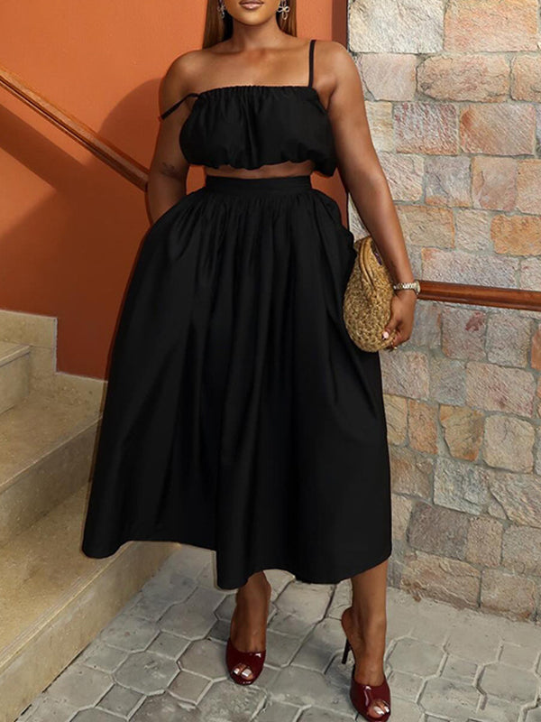 Solid Cami Top & Skirt Set