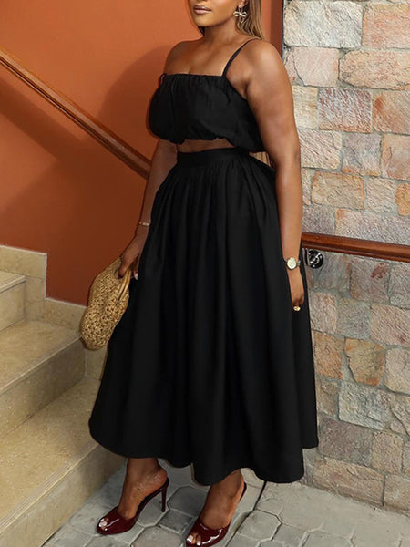 Solid Cami Top & Skirt Set