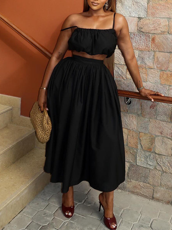 Solid Cami Top & Skirt Set