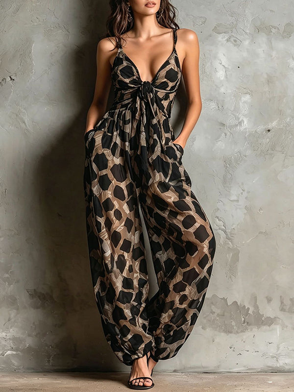 Printed Wide-Leg Cami Jumpsuit